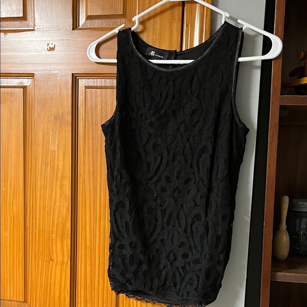 AB Studio Black Textured Tank Top